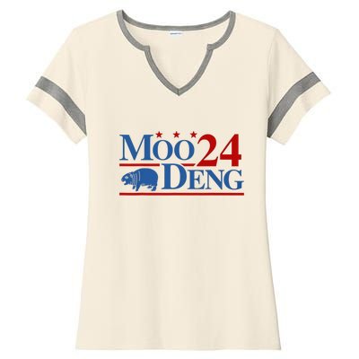 Moo Deng 2024 Moo Deng Moo Deng Cute Baby Hippo Ladies Halftime Notch Neck Tee