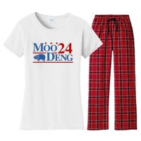 Moo Deng 2024 Moo Deng Moo Deng Cute Baby Hippo Women's Flannel Pajama Set