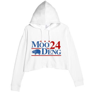 Moo Deng 2024 Moo Deng Moo Deng Cute Baby Hippo Crop Fleece Hoodie