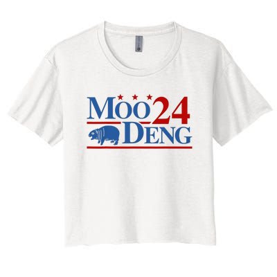 Moo Deng 2024 Moo Deng Moo Deng Cute Baby Hippo Women's Crop Top Tee