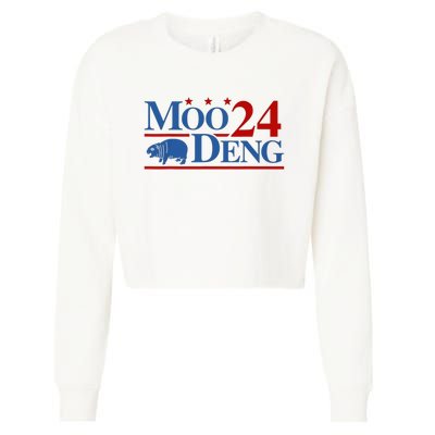 Moo Deng 2024 Moo Deng Moo Deng Cute Baby Hippo Cropped Pullover Crew