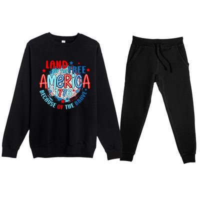 Memorial Day 4th Of July Stars And Stripes 1776 Premium Crewneck Sweatsuit Set