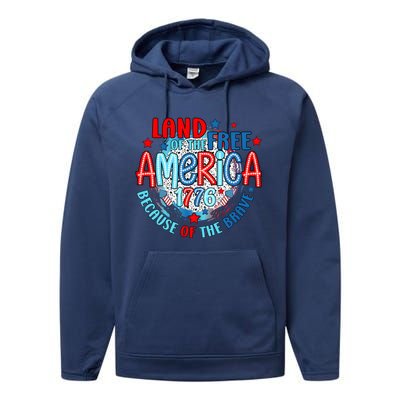 Memorial Day 4th Of July Stars And Stripes 1776 Performance Fleece Hoodie