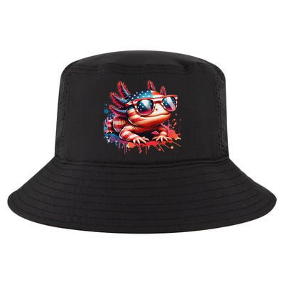 Memorial Day 4th Of July Axolotl Independence Day Usa Flag Cool Comfort Performance Bucket Hat