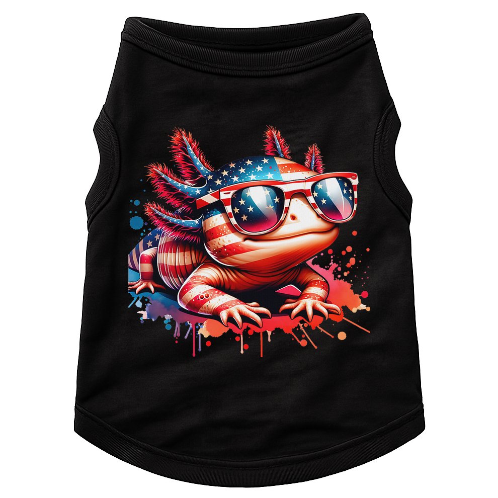 Memorial Day 4th Of July Axolotl Independence Day Usa Flag Doggie Tank