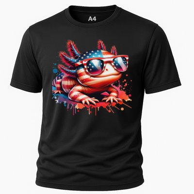 Memorial Day 4th Of July Axolotl Independence Day Usa Flag Performance Shirt
