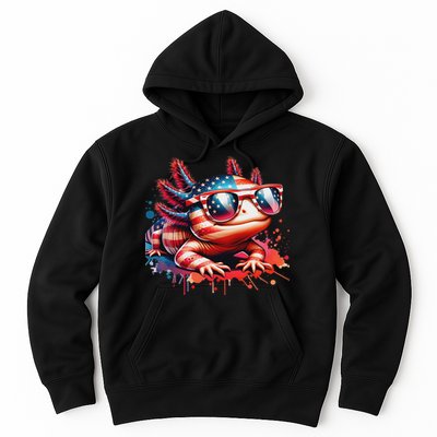 Memorial Day 4th Of July Axolotl Independence Day Usa Flag Hoodie