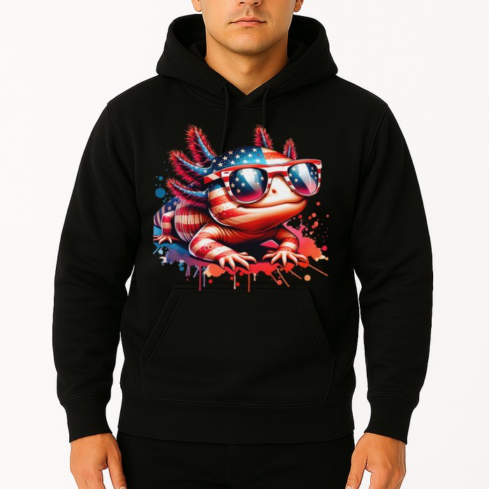 Memorial Day 4th Of July Axolotl Independence Day Usa Flag Hoodie