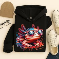 Memorial Day 4th Of July Axolotl Independence Day Usa Flag Hoodie