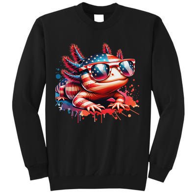 Memorial Day 4th Of July Axolotl Independence Day Usa Flag Sweatshirt
