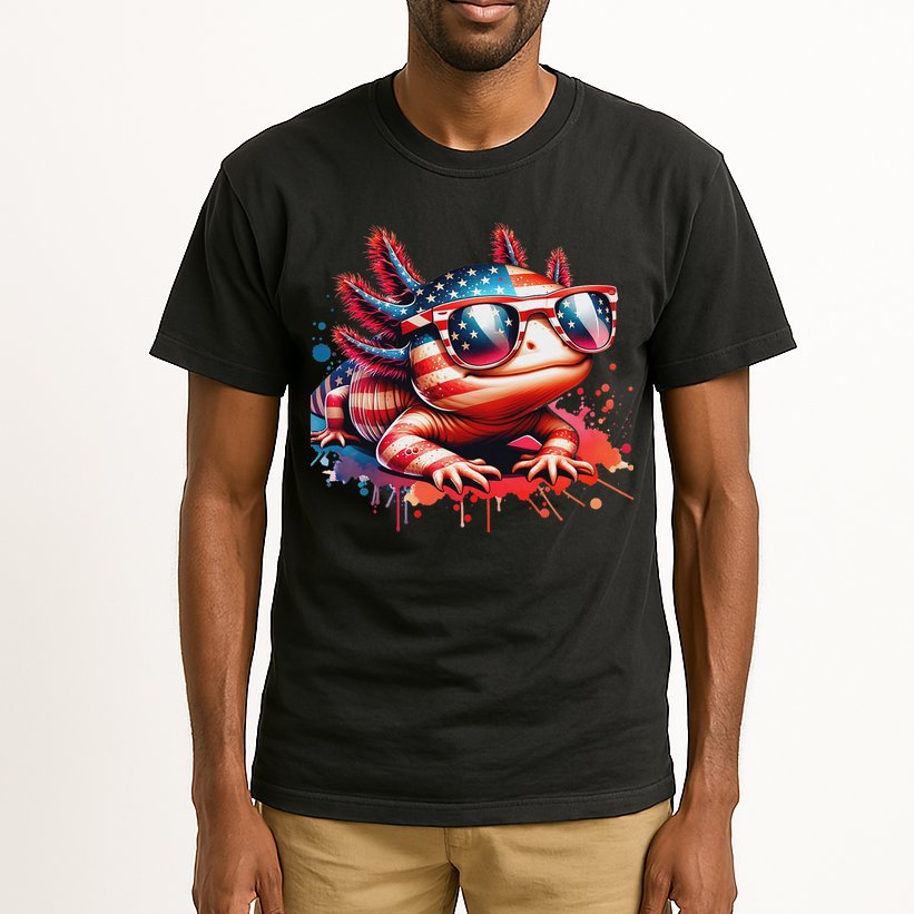 Memorial Day 4th Of July Axolotl Independence Day Usa Flag Tall T-Shirt
