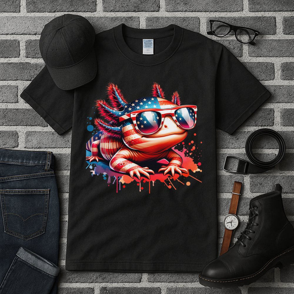 Memorial Day 4th Of July Axolotl Independence Day Usa Flag Tall T-Shirt