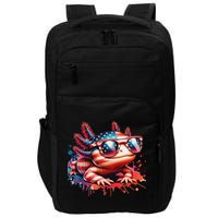 Memorial Day 4th Of July Axolotl Independence Day Usa Flag Impact Tech Backpack