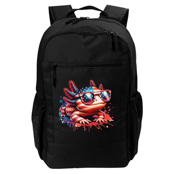 Memorial Day 4th Of July Axolotl Independence Day Usa Flag Backpack