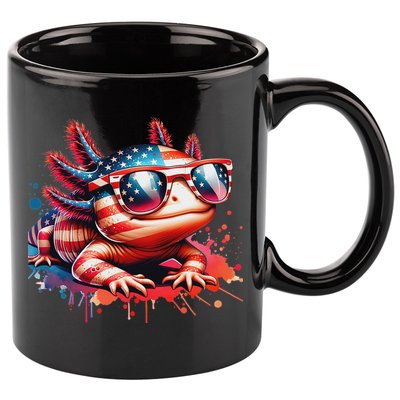 Memorial Day 4th Of July Axolotl Independence Day Usa Flag 11oz C Handle Ceramic Mug