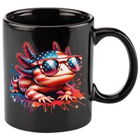 Memorial Day 4th Of July Axolotl Independence Day Usa Flag 11oz C Handle Ceramic Mug