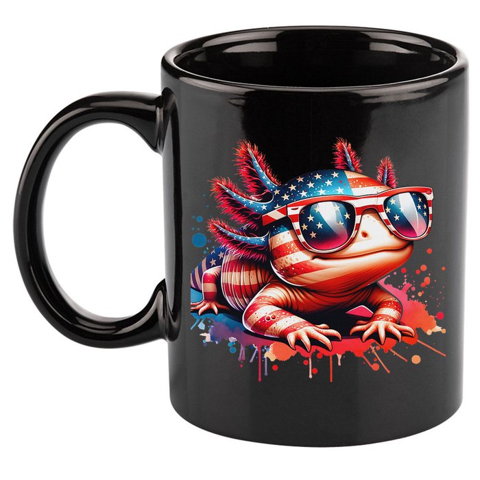 Memorial Day 4th Of July Axolotl Independence Day Usa Flag 11oz C Handle Ceramic Mug