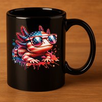 Memorial Day 4th Of July Axolotl Independence Day Usa Flag 11oz C Handle Ceramic Mug
