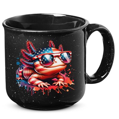 Memorial Day 4th Of July Axolotl Independence Day Usa Flag 15oz Campfire Ceramic Mug