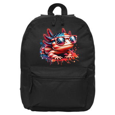 Memorial Day 4th Of July Axolotl Independence Day Usa Flag 16 in Basic Backpack