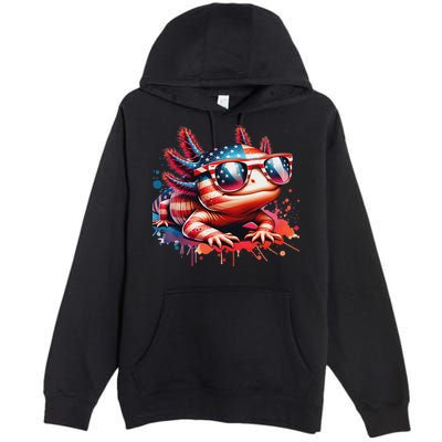 Memorial Day 4th Of July Axolotl Independence Day Usa Flag Premium Pullover Hoodie