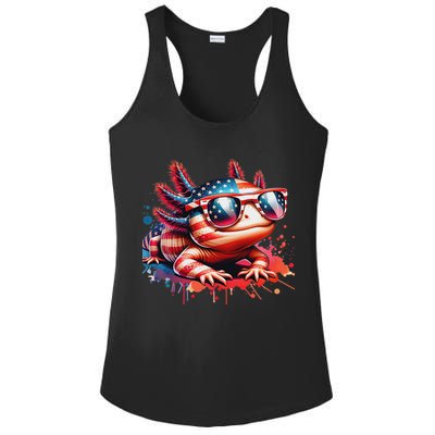 Memorial Day 4th Of July Axolotl Independence Day Usa Flag Ladies PosiCharge Competitor Racerback Tank