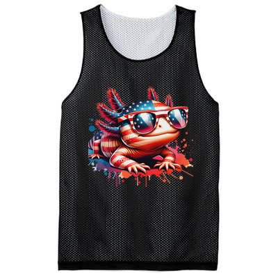 Memorial Day 4th Of July Axolotl Independence Day Usa Flag Mesh Reversible Basketball Jersey Tank