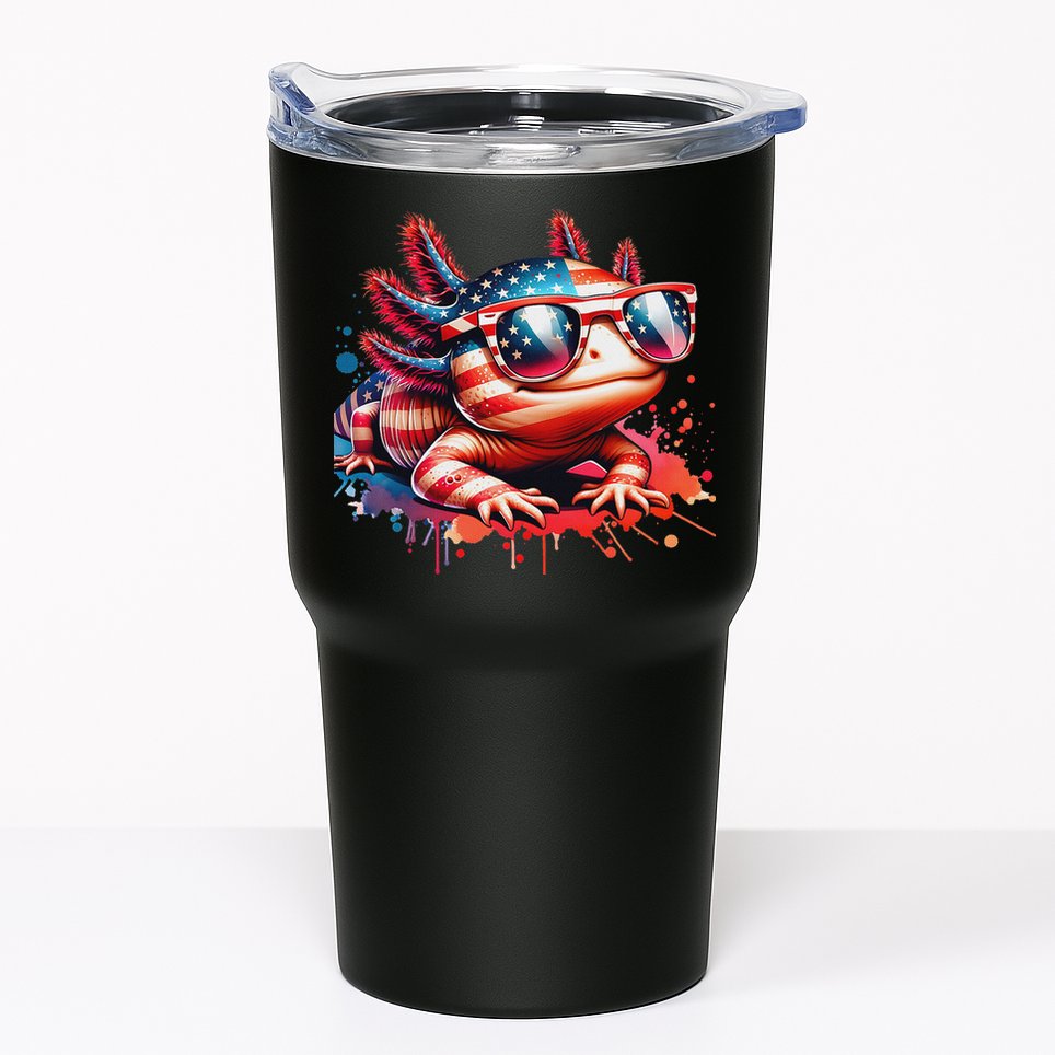 Memorial Day 4th Of July Axolotl Independence Day Usa Flag Tumbler