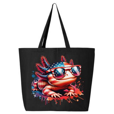Memorial Day 4th Of July Axolotl Independence Day Usa Flag 25L Jumbo Tote