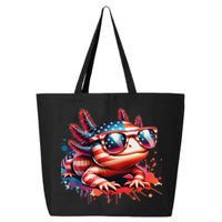 Memorial Day 4th Of July Axolotl Independence Day Usa Flag 25L Jumbo Tote