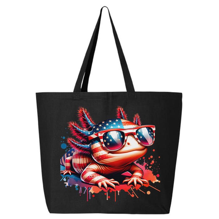 Memorial Day 4th Of July Axolotl Independence Day Usa Flag 25L Jumbo Tote