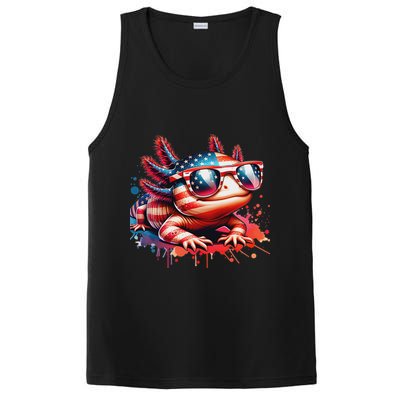 Memorial Day 4th Of July Axolotl Independence Day Usa Flag PosiCharge Competitor Tank