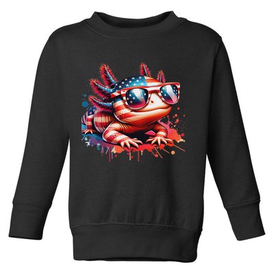 Memorial Day 4th Of July Axolotl Independence Day Usa Flag Toddler Sweatshirt