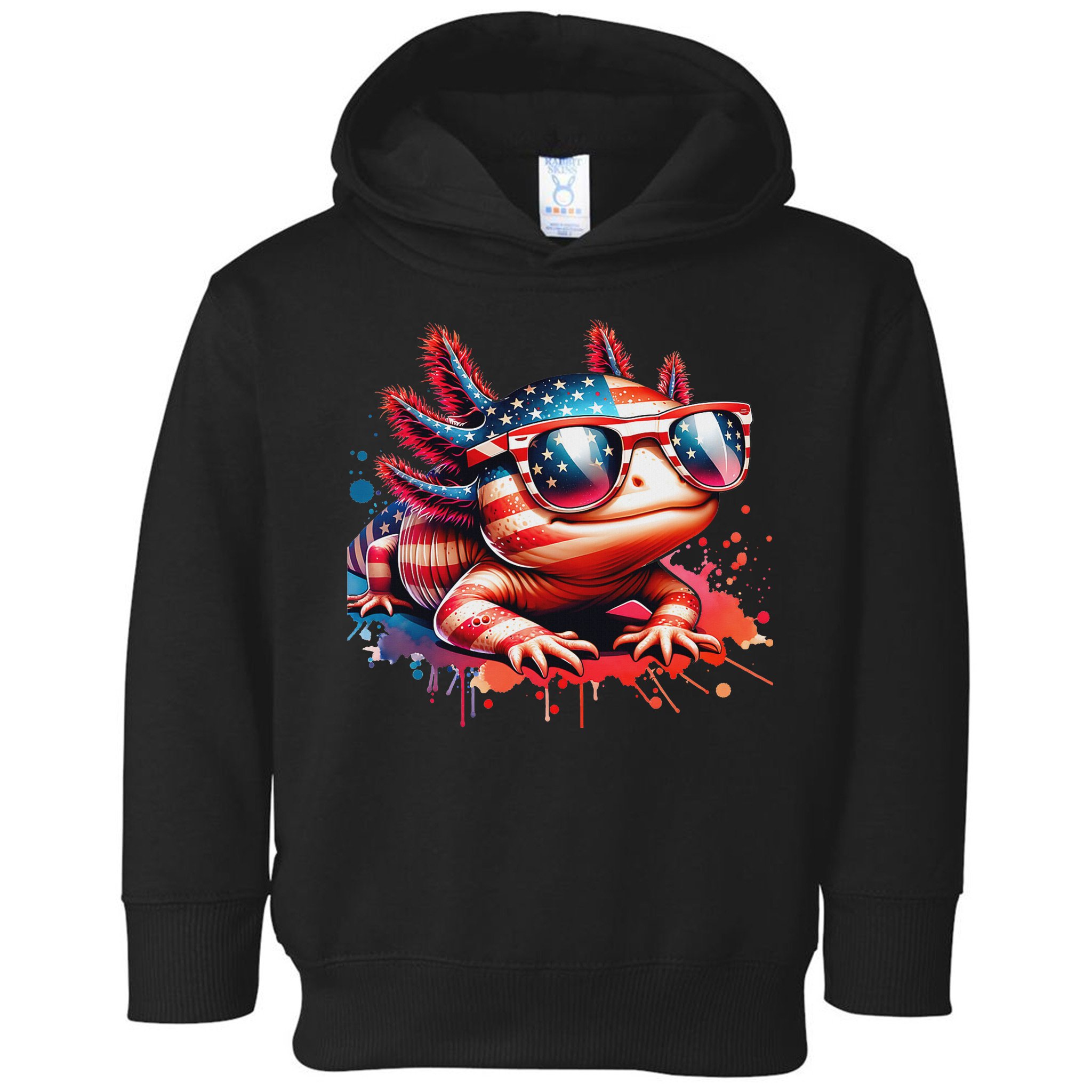 Memorial Day 4th Of July Axolotl Independence Day Usa Flag Toddler Hoodie