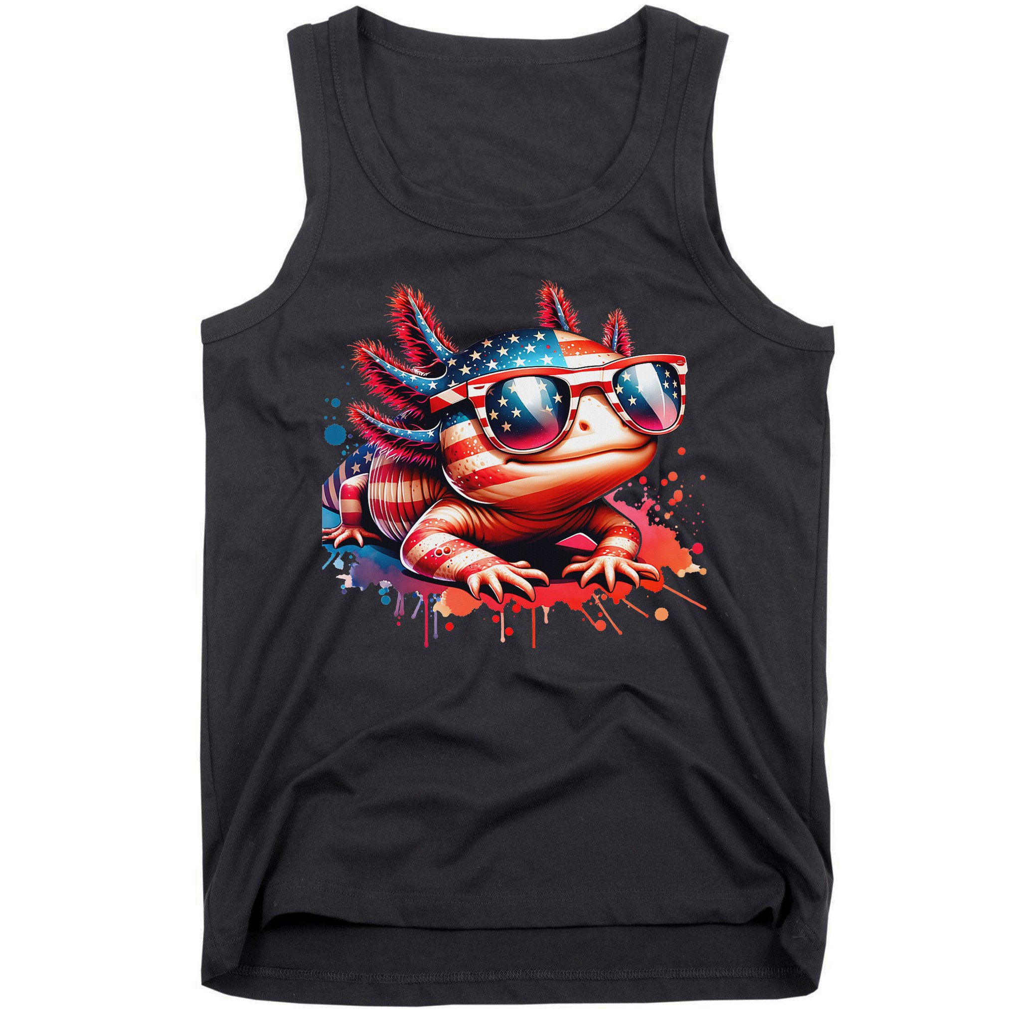 Memorial Day 4th Of July Axolotl Independence Day Usa Flag Tank Top