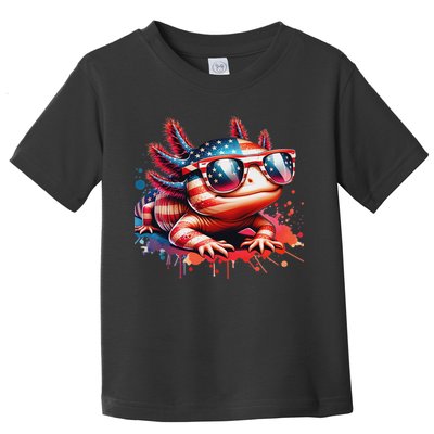 Memorial Day 4th Of July Axolotl Independence Day Usa Flag Toddler T-Shirt