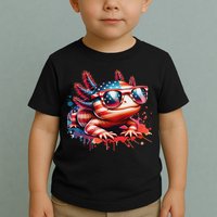 Memorial Day 4th Of July Axolotl Independence Day Usa Flag Toddler T-Shirt