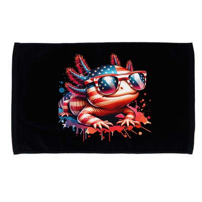 Memorial Day 4th Of July Axolotl Independence Day Usa Flag Microfiber Hand Towel