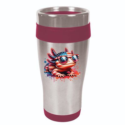 Memorial Day 4th Of July Axolotl Independence Day Usa Flag 16oz Travel Tumbler