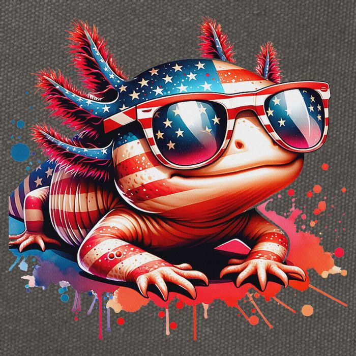 Memorial Day 4th Of July Axolotl Independence Day Usa Flag Cotton Canvas Backpack