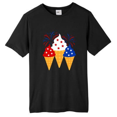 Memorial Day 4th Of July Holiday Patriotic Ice Cream Cones Gift Tall Fusion ChromaSoft Performance T-Shirt