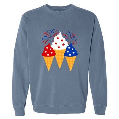 Memorial Day 4th Of July Holiday Patriotic Ice Cream Cones Gift Garment-Dyed Sweatshirt