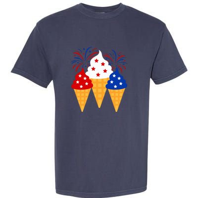 Memorial Day 4th Of July Holiday Patriotic Ice Cream Cones Gift Garment-Dyed Heavyweight T-Shirt