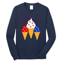 Memorial Day 4th Of July Holiday Patriotic Ice Cream Cones Gift Long Sleeve Shirt