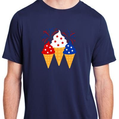 Memorial Day 4th Of July Holiday Patriotic Ice Cream Cones Gift Adult ChromaSoft Performance T-Shirt