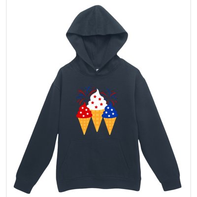 Memorial Day 4th Of July Holiday Patriotic Ice Cream Cones Gift Urban Pullover Hoodie