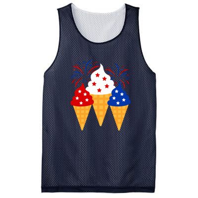 Memorial Day 4th Of July Holiday Patriotic Ice Cream Cones Gift Mesh Reversible Basketball Jersey Tank