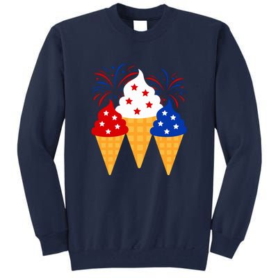 Memorial Day 4th Of July Holiday Patriotic Ice Cream Cones Gift Tall Sweatshirt