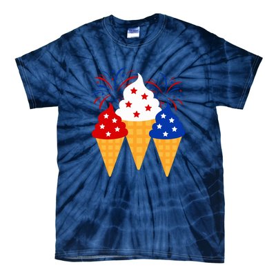 Memorial Day 4th Of July Holiday Patriotic Ice Cream Cones Gift Tie-Dye T-Shirt