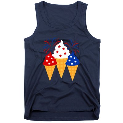 Memorial Day 4th Of July Holiday Patriotic Ice Cream Cones Gift Tank Top